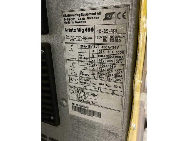 Esab aristomig 400 mig lasapparaat - afbeelding 6 van  6