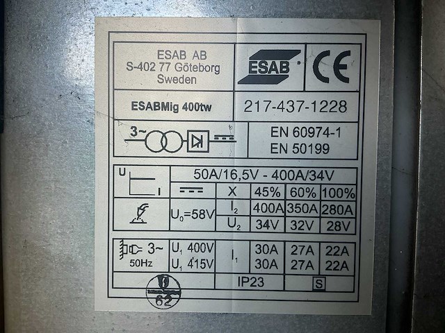 Esab esabmig 400tw lasapparaat - afbeelding 2 van  10