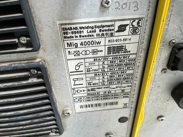 Esab mig 4000iw mig lasapparaat - afbeelding 4 van  5