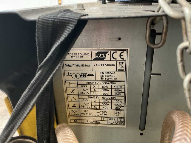 Esab origo mig 502cw met feed 484w mig lasapparaat - afbeelding 2 van  10