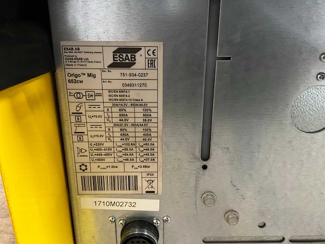 Esab origo mig 652cw mig lasapparaat - afbeelding 3 van  11