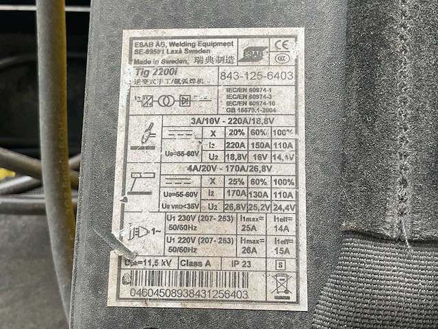 Esab tig 2200i lasapparaat - afbeelding 2 van  10
