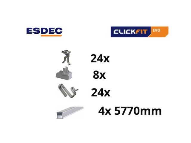 Esdec - clickfit evo - complete montageset voor 10 panelen clickfit evo (grijs) - afbeelding 1 van  1
