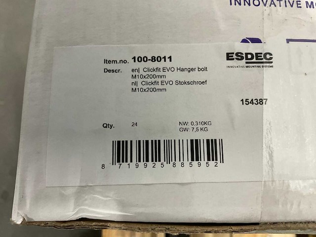 Esdec - clickfit evo - stokschroef rvs m10x200 mm (255x) - afbeelding 3 van  4