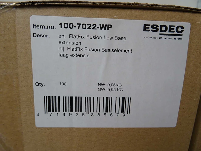 Esdec - flatfix fusion - 100-7022-wp - basiselement laag extensie (1400x) - afbeelding 2 van  2