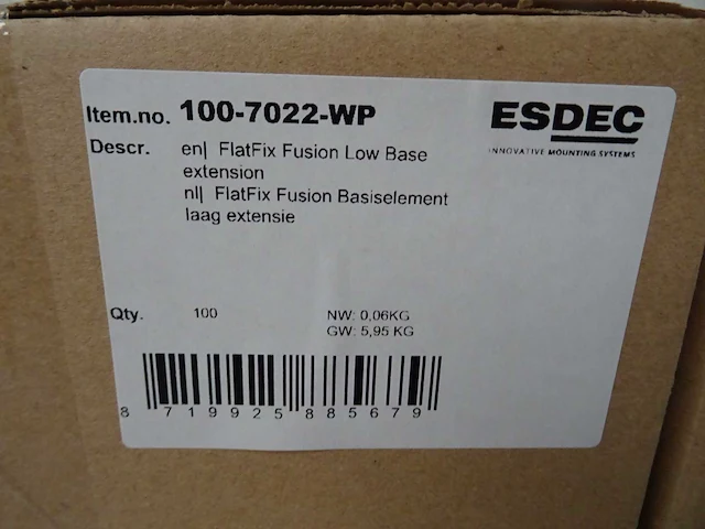 Esdec - flatfix fusion - 100-7022-wp - basiselement laag extensie (2400x) - afbeelding 3 van  3