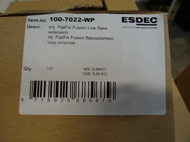 Esdec - flatfix fusion - 100-7022-wp - basiselement laag extensie (474x) - afbeelding 2 van  2