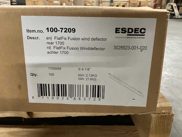 Esdec - flatfix fusion 1700 - winddeflector (90x) - afbeelding 2 van  3