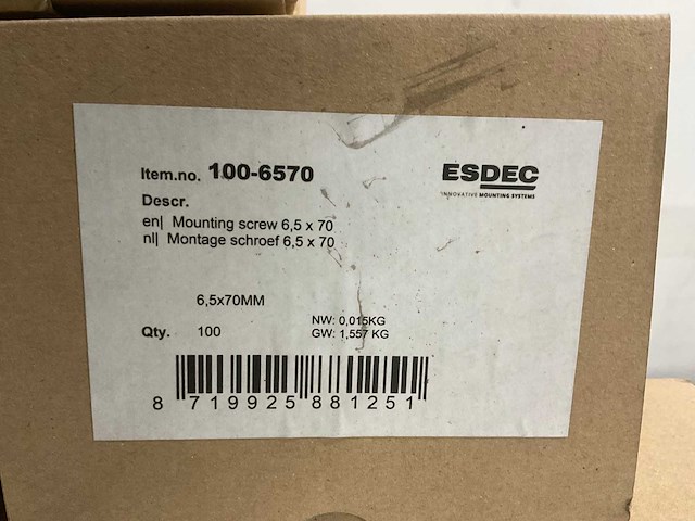 Esdec - montage schroef 6.5x70 (1000x) - afbeelding 2 van  4