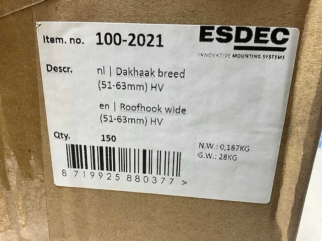 Esdec clickfit aluminium dakhaak breed 51-63mm (150x) - afbeelding 5 van  5