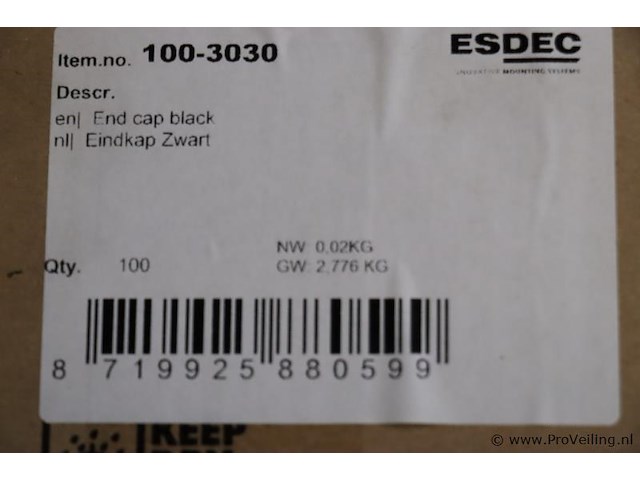 Esdec clickfit montagerail eindkap 100-3030 - afbeelding 3 van  3