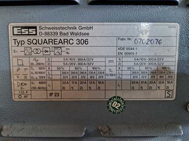 Ess - squarearc 306 - tig-lasmachine - afbeelding 8 van  8