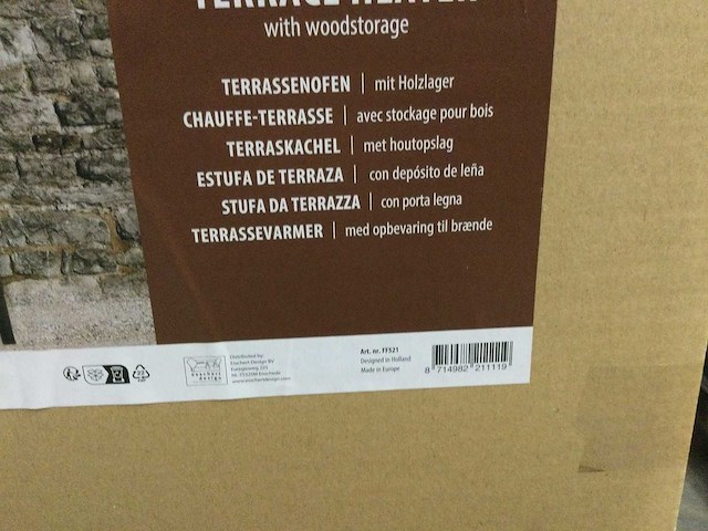 Esschert design - ff521 - design patio heater + wood storage rust xl - afbeelding 4 van  5