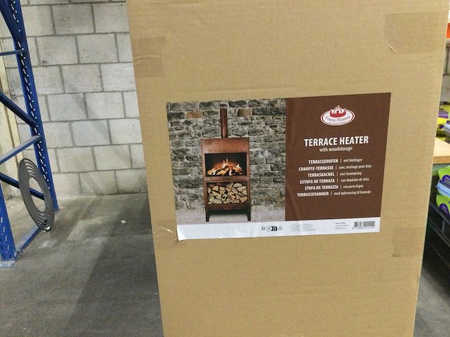 Esschert design - ff521 - design patio heater + wood storage rust xl - afbeelding 3 van  5