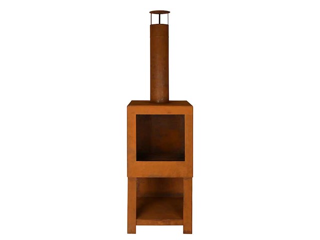 Esschert design - roest terraskachel met houtopslag - afbeelding 1 van  3