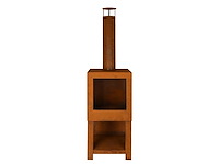 Esschert design - roest terraskachel met houtopslag - afbeelding 1 van  3