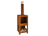 Esschert design - roest terraskachel met houtopslag - afbeelding 2 van  3