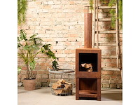 Esschert design - roest terraskachel met houtopslag - afbeelding 3 van  3