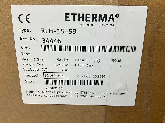 Etherma 34446 vloerverwarmingskabel in dekvloer 59m - afbeelding 3 van  4