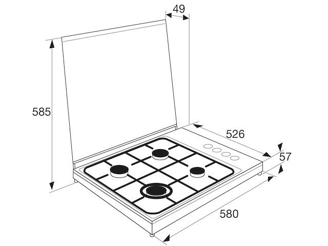 Etna kgv558wvrs gas gas kookplaat - afbeelding 2 van  3