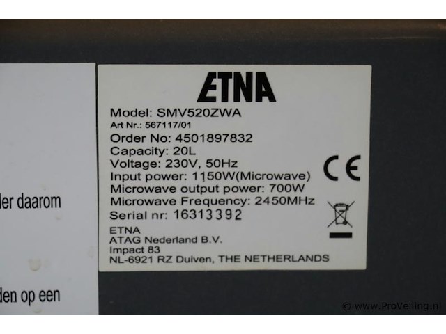 Etna smv520zwa magnetron - afbeelding 4 van  4