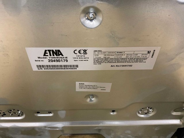 Etna t106vrvsa1e gaskookplaat - afbeelding 2 van  2