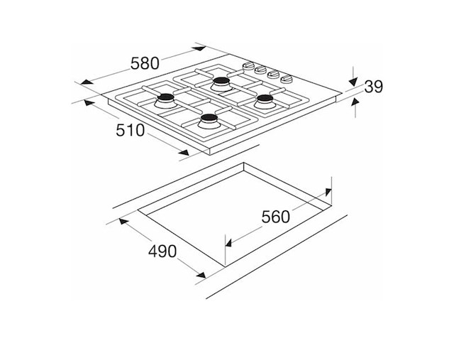 Etna t110vzta gaskookplaat hoogglans zwart - afbeelding 2 van  5