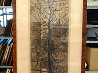 Ets "aan de oude gracht utrecht". dick van luijn (1896-1981) - afbeelding 2 van  5