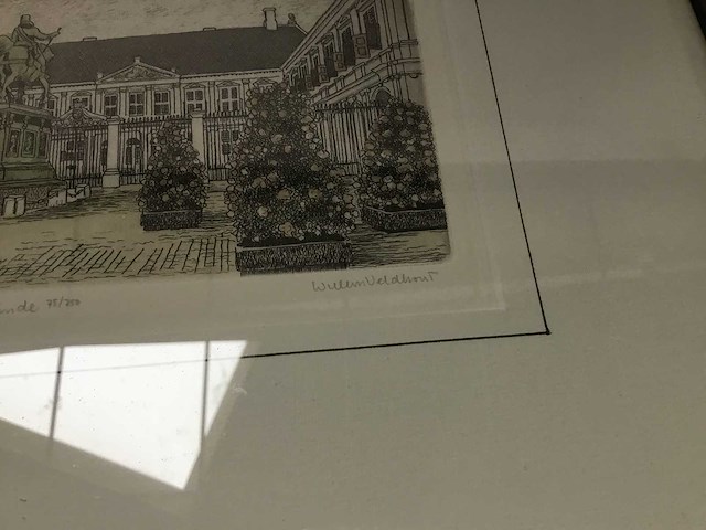 Ets door willem veldhorst. gesigneerd - afbeelding 2 van  2