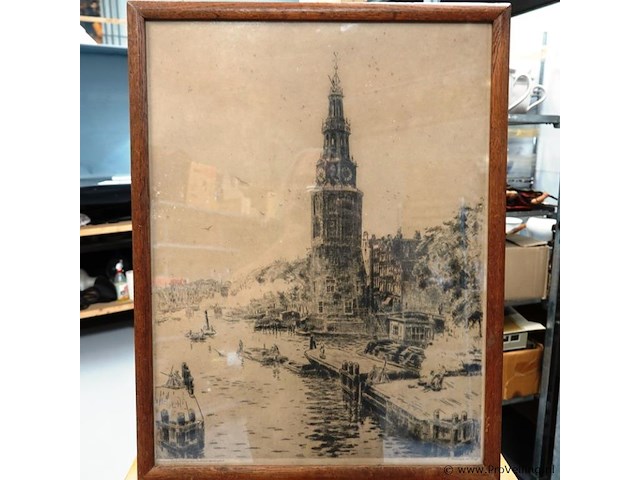 Ets en drogenaald montelbaanstoren, amsterdam - afbeelding 2 van  5