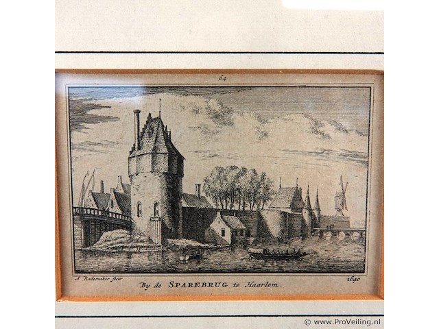 Ets hout-poort haarlem en ets bij de sparebrug te haarlem - afbeelding 3 van  5