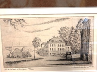 Ets met de titel „waalkade nijmegen”, linksonder genummerd als oplage (vermoedelijk 10/100) en rechtsonder gesigneerd en gedateerd '82. - afbeelding 3 van  5
