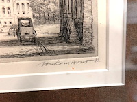 Ets met de titel „waalkade nijmegen”, linksonder genummerd als oplage (vermoedelijk 10/100) en rechtsonder gesigneerd en gedateerd '82. - afbeelding 4 van  5