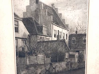 Ets of tekening van de langegracht in amersfoort, gemaakt door de nederlandse kunstenaar dirk harting (1884–1972) - afbeelding 3 van  8