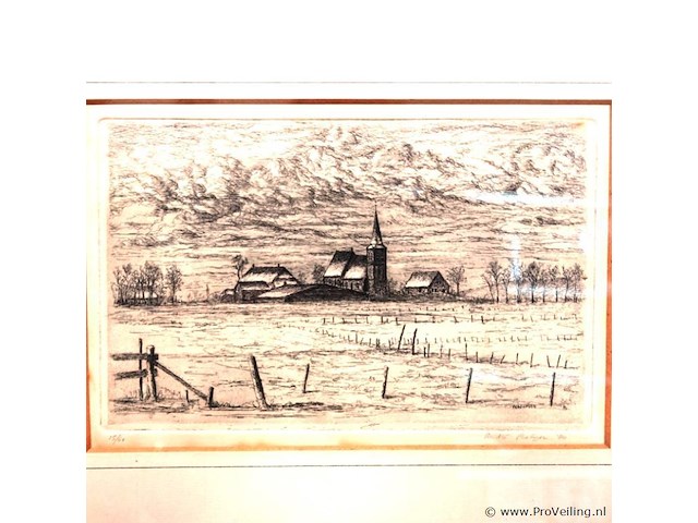 Ets van het kerkje van persingen. gesigneerd - afbeelding 2 van  5