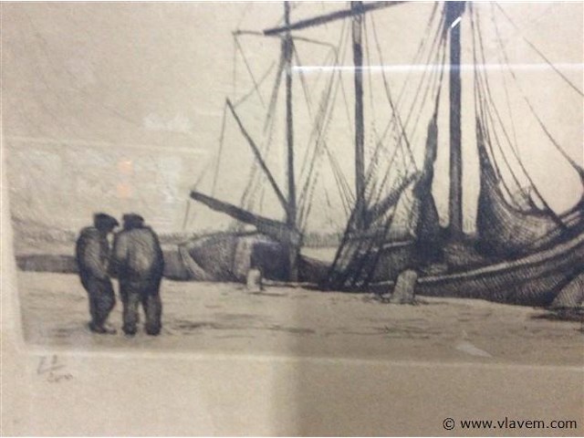 Ets : zeilschip genummerd en getekend - afbeelding 2 van  4