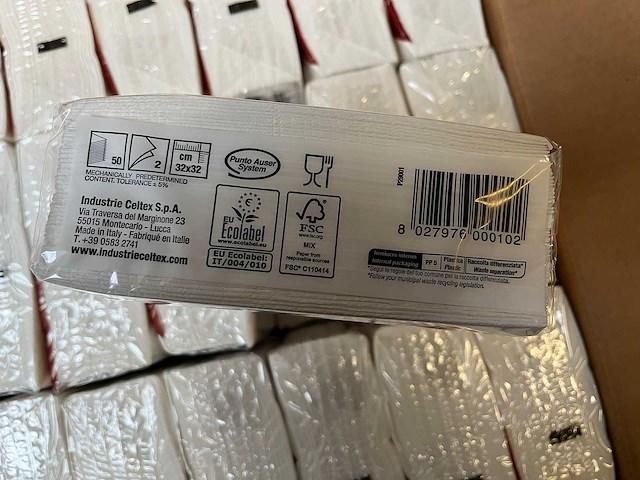 Euro products infibra servet 100% cellulose wit 2-laags 33x33 cm (23400x) - afbeelding 2 van  6