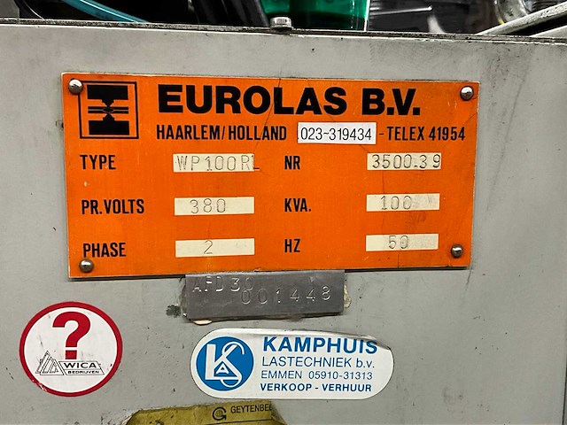 Eurolas wp100r puntlasmachine - afbeelding 3 van  11