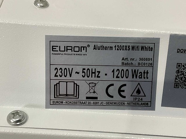 Eurom - alutherm 1200xs wifi white - elektrische verwarming - afbeelding 7 van  7