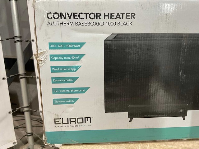 Eurom - alutherm baseboard 1000 black - convector verwarming - afbeelding 5 van  6