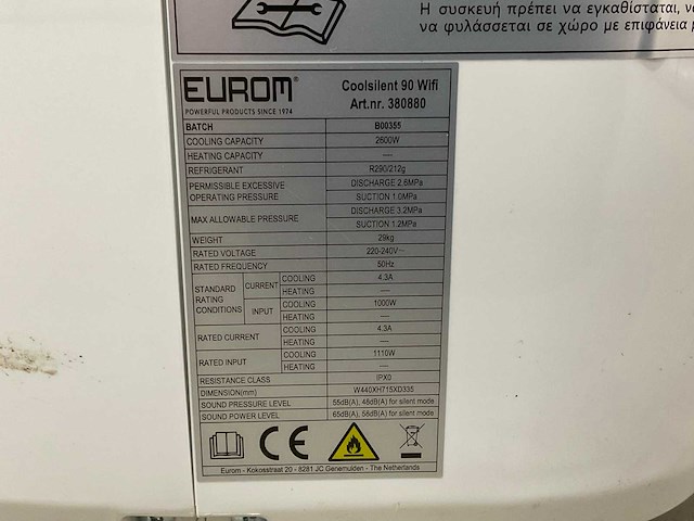 Eurom - coolsilent 90 wifi - mobiele airconditioning - afbeelding 8 van  8