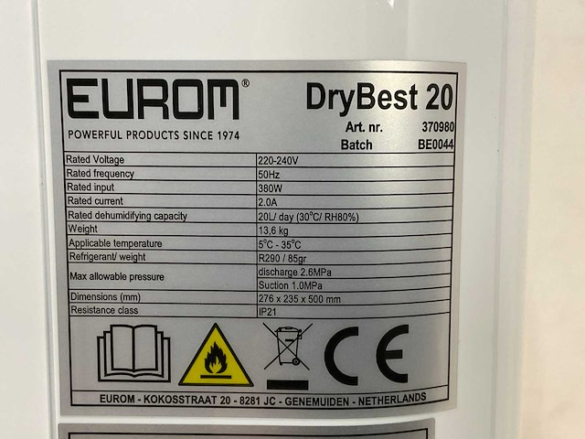 Eurom - drybest 20 - mobiele lucht ontvochter - afbeelding 2 van  11