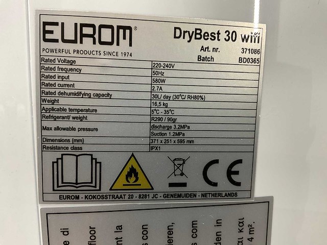 Eurom - drybest 30 - mobiele lucht ontvochter - afbeelding 3 van  11