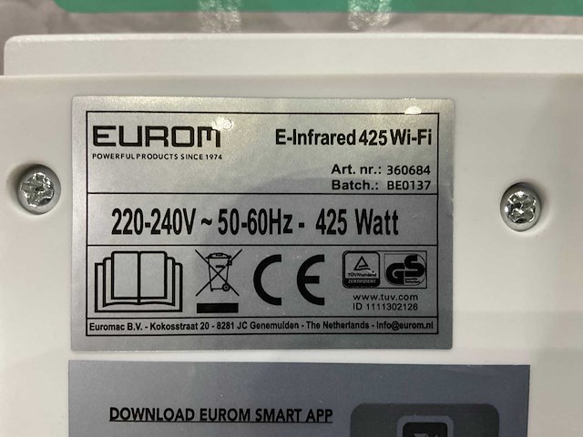 Eurom - e-infrared 425 wifi - infrarood verwarming (2x) - afbeelding 8 van  8