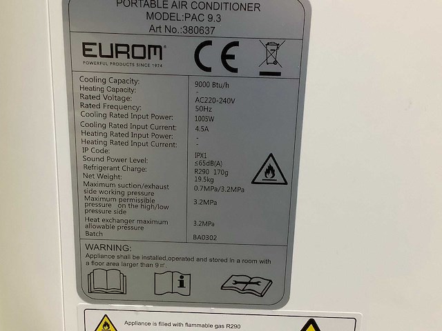 Eurom - pac 9.3 - airconditioning - afbeelding 7 van  7