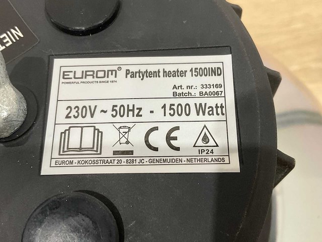 Eurom - party tent heater 1500 ind - terrasverwarming (2x) - afbeelding 7 van  8
