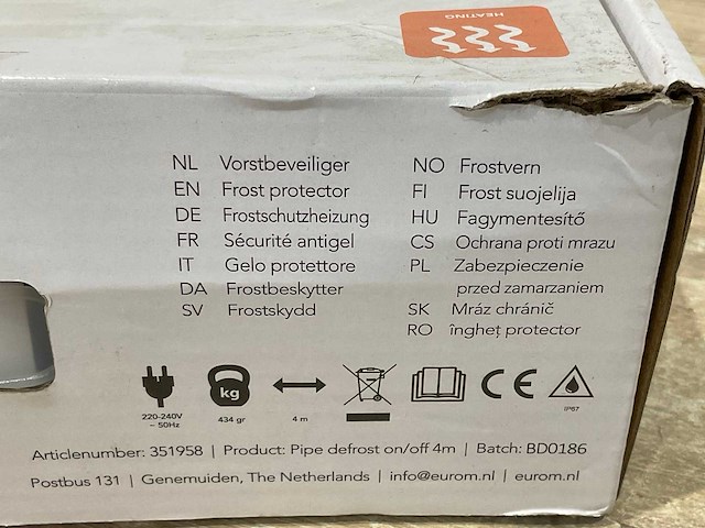 Eurom - vorstwerende snoer voor waterleidingen (2x) - afbeelding 8 van  8