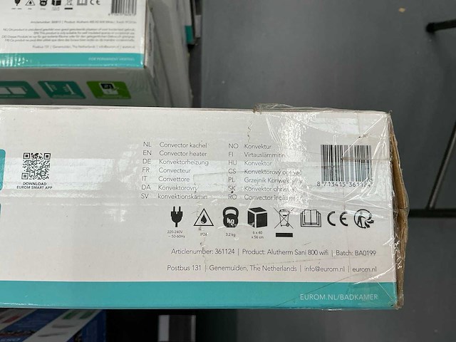 Eurom bathroom convector heater alutherm sani 800 wifi - afbeelding 1 van  2