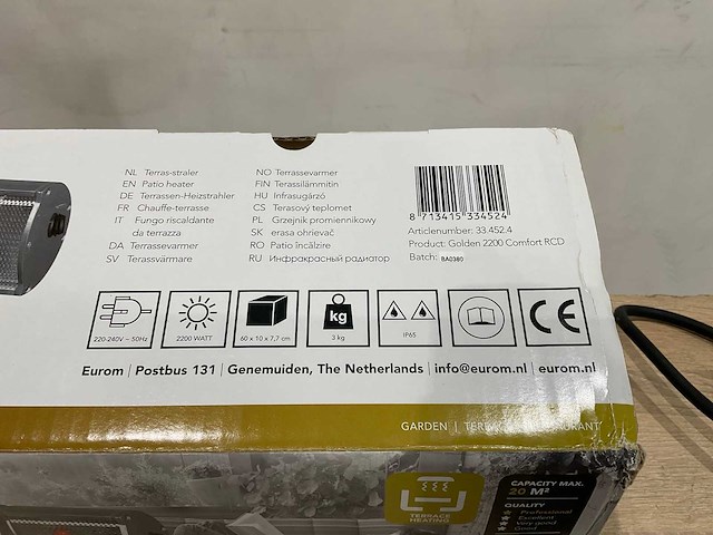 Eurom golden 2200 comfort rcd terrasverwarming - afbeelding 6 van  7