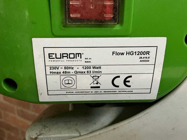 Eurom hg1200r hydrofoorpomp - afbeelding 5 van  5